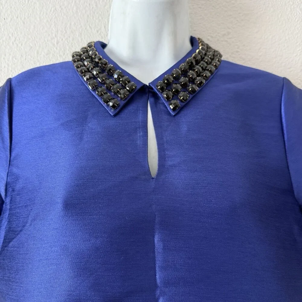 Kate Spade Nelle Blue Jeweled Collar Top Riverdale Veronica Lodge Camila Mendes